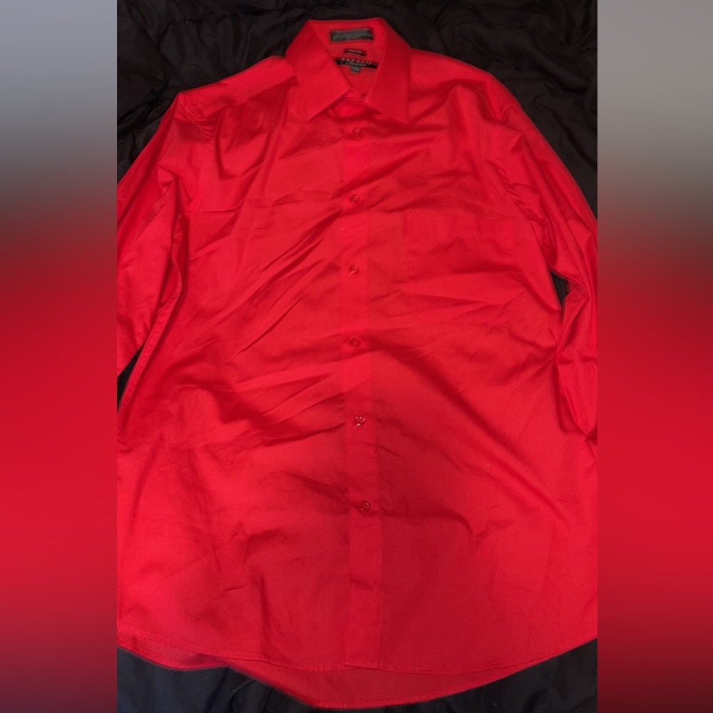 Red button down dress shirt slim fit